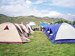 These well-organized campers pitched their similar style tents in nice neat rows.